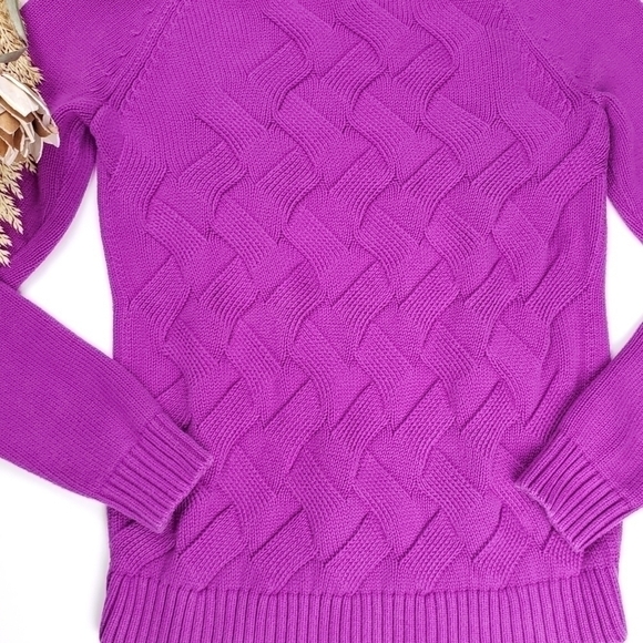 Lands End Purple Thick Knit Sweater Sz S ( 6 - 8 ) - Picture 7 of 13